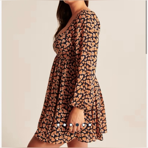 🫎ABERCROMBIE Long Sleeve Babydoll Mini Dress in Floral Print - Picture 3 of 11